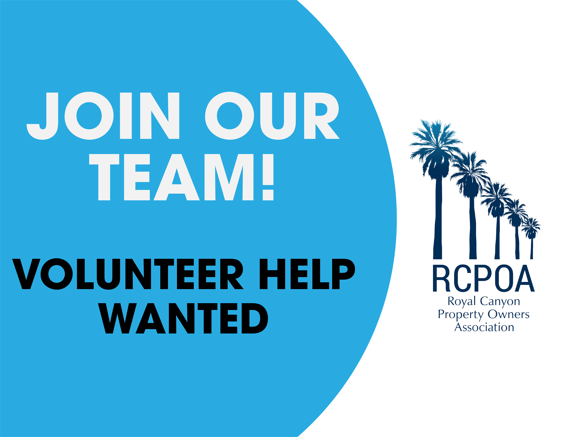 Join the RCPOA team. Volunteer help wanted